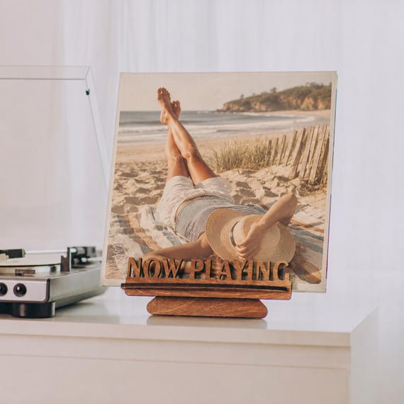Wooden Now Playing Vinyl Record Stand Now Spinning LP Record Holder Vinyl Accessories Vinyl Lover Gift Christmas Gift Ideas For Him/Her