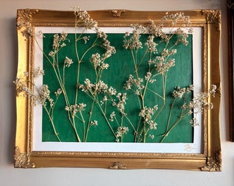 Mixed Media Wall Art, Sustainable and Handmade, One-Of-A-Kind, Dried Floral 3D Piece