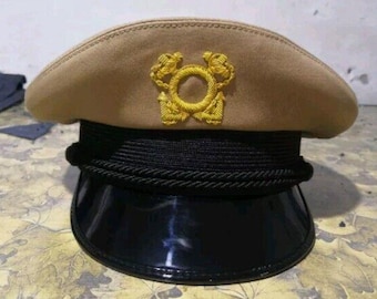 Gorra de capitán color caqui, réplica de gorra de patrón de yate