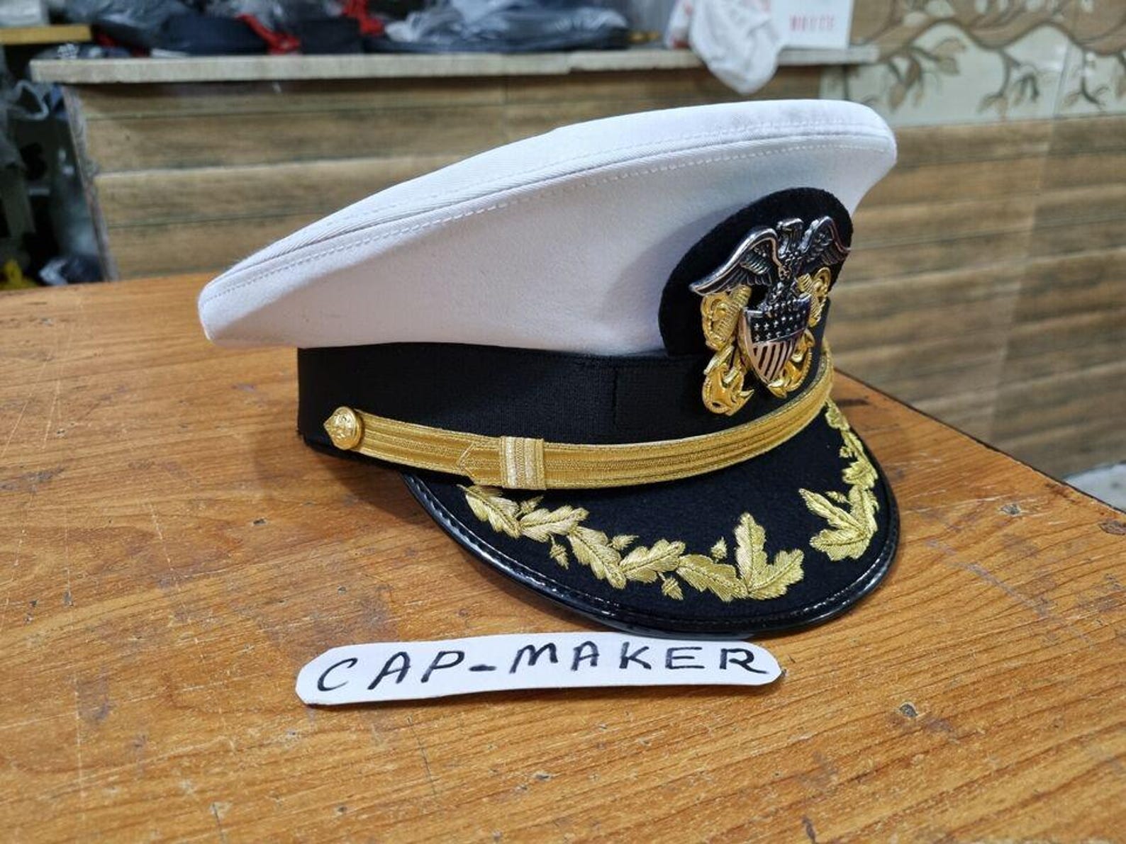 US Navy Officer Visor Cap, Commander Captain Rank - Etsy