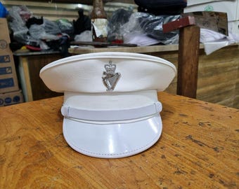 Gorra de visera blanca de banda militar, sombrero con visera