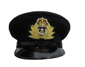 Gorra negra de oficial de la Marina Real (lana negra)