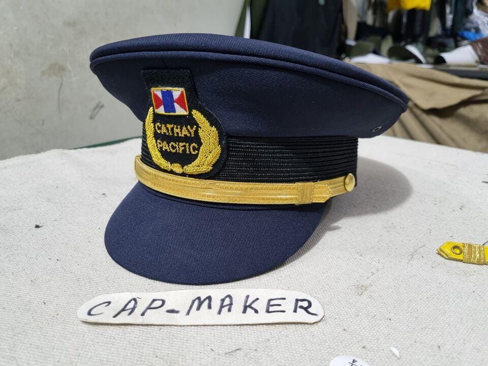 Cathay pacific airline pilot cap