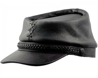 American Civil War Kepi leather cap, extraordinary craftsmanship.