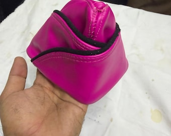 Gorra rosa de cuero con visera, gorra de oficial estilo Muir hecha a mano, gorra de motociclista llamativa, regalo de moda alternativa