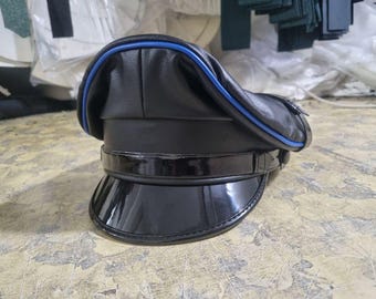 Gorra de cuero de vaca auténtica con ribete de belu, para motociclistas y gays
