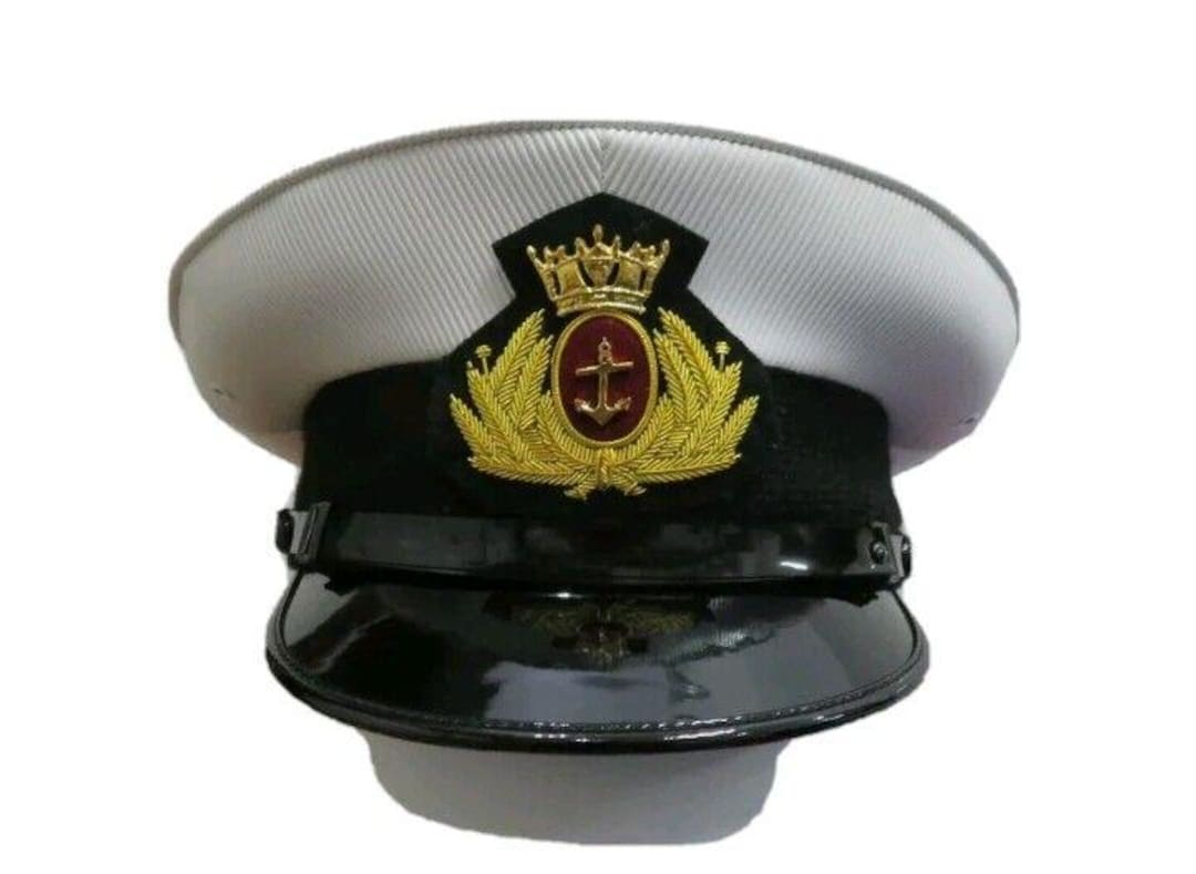 Merchant Navy Officer Peak Cap /hat Water Resistant Pvc Fabric Grained ...