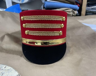 Gorra de visera roja de banda militar, sombrero con visera