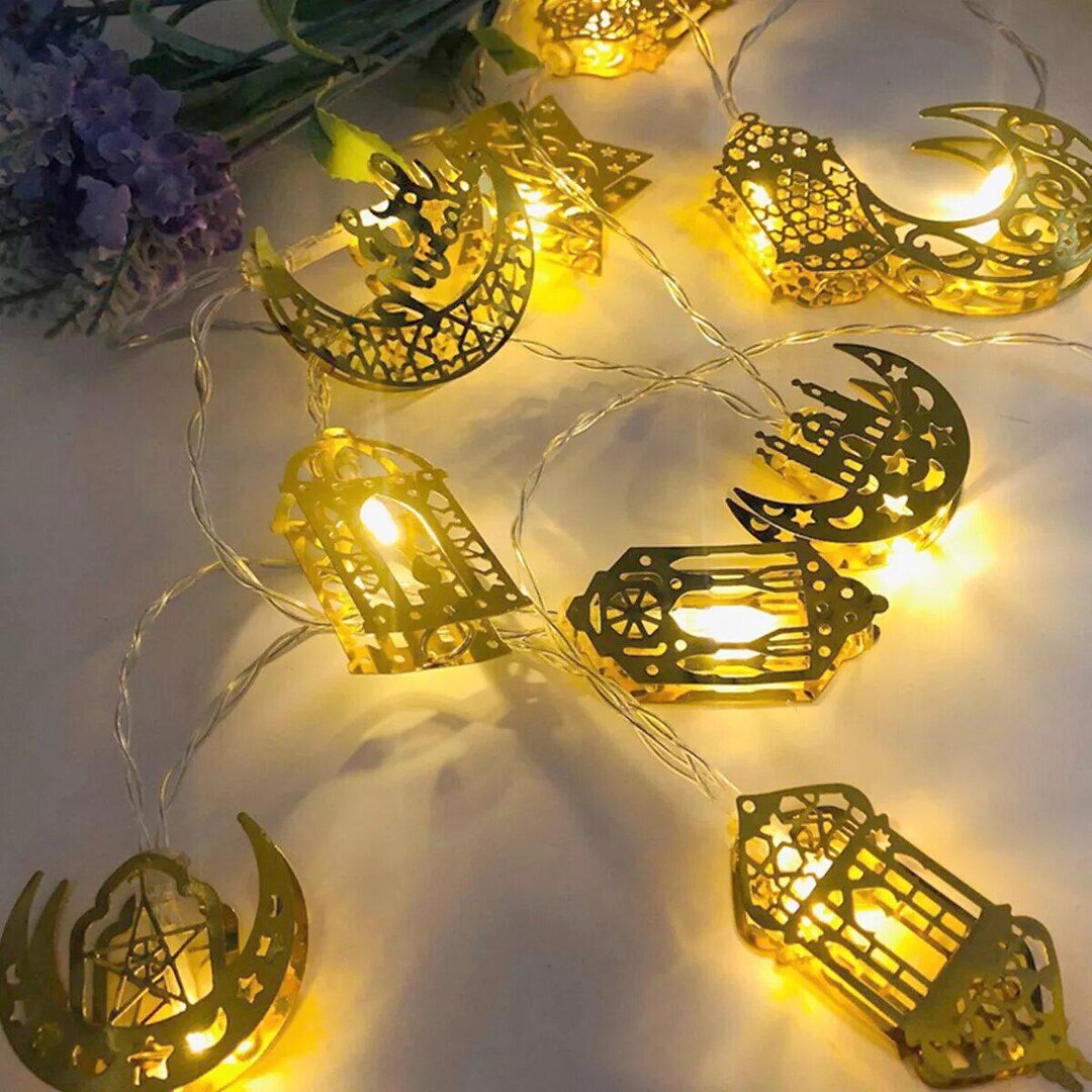 Ramadan Moon Star LED String Fairy Lights EID Mubarak Lamp Muslim Decor ...