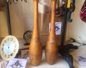 Indian Clubs Wooden Exercise Pins 1.5lb Vintage Exercise Equipment The Pair