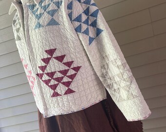 1800’s Calico Cotton Quilt Coat / Cotton / M