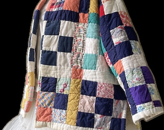 Quilt Coat / French Style WorkCoat / Antique  Quilt/ Fits up To 3XL