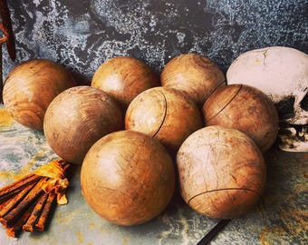 Bocce Balls / Wooden Bocce Balls / Eight Vintage Art Deco Balls / Circa 1900