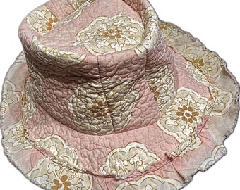 Quilt Bucket Hat / Vintage Quilt Hat / M-L