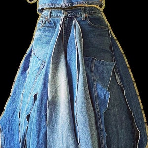 Denim Scrap Skirt / CUSTOM ORDER /  Maxi / 30” — 38” Waist / Plus
