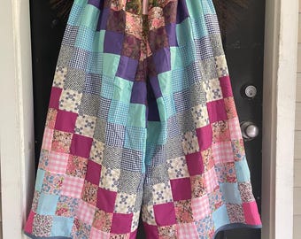Quilt Top Palazzo Pants / Quilt Patchwork / 34-38” / 100% Cotton