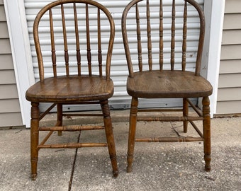 Farm Chair / Oak Bentwood /  Farmhouse Chic / Pair