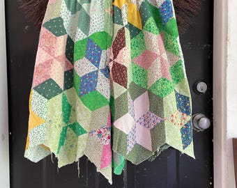 Tumbling Blocks Quilt Top Bloomers / Quilt Patchwork / 34-36” Waist / 100% Cotton
