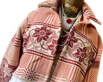 Cropped Camp Blanket  Chore Coat / French Style WorkCoat / M