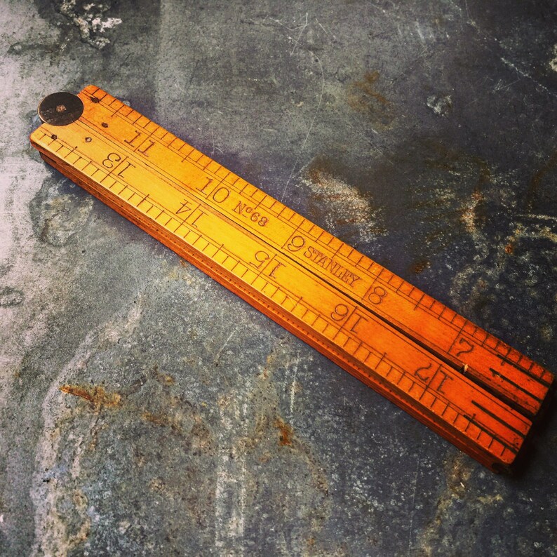 Folding Ruler / No68 / Stanley / Brass / Wood / Made In USA Etsy