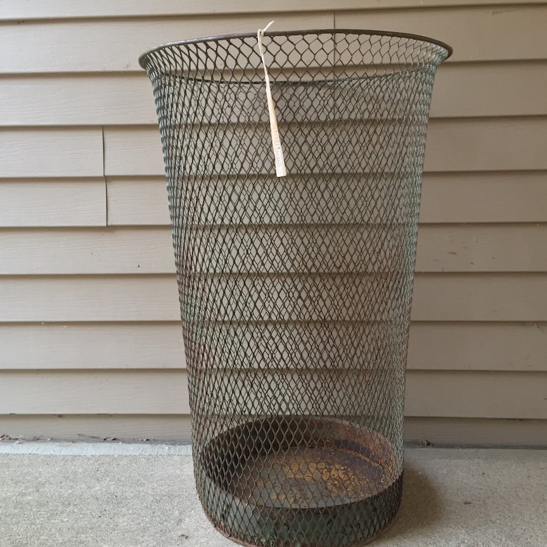 Wire Mesh Waste Basket / Industrial Wire Mesh Waste Basket Etsy