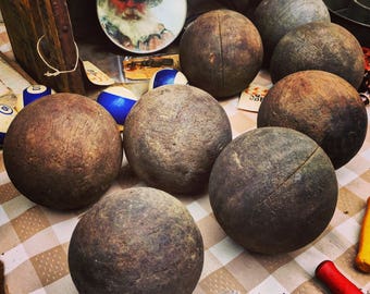 Wooden Bocce Balls / Eight Vintage Art Deco Balls / Instant Collection