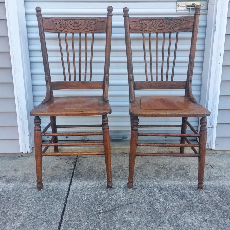 Spindle Back Chairs / Pair / Farm Table Chairs Etsy
