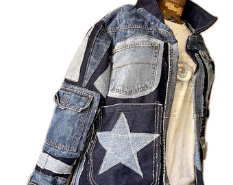 CUSTOM ORDER / Denim Chore Coat / Denim Mosaic Patchwork / All Sizes