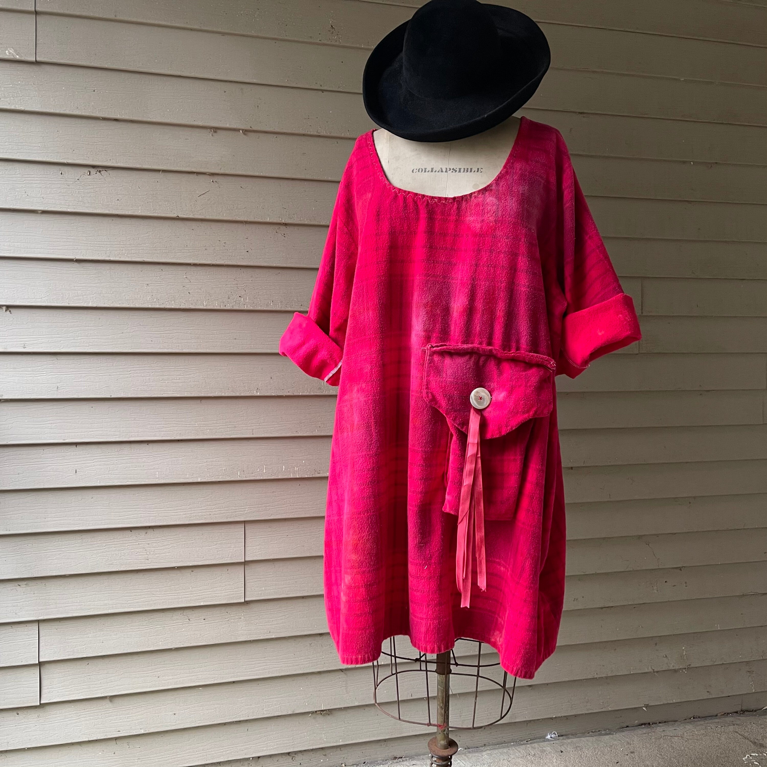 Gunny Sack Dress / Ombré Flannel / Carmine / Farm Dress / 2XL Etsy