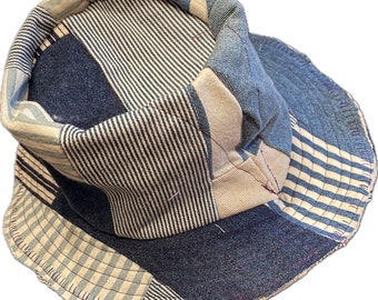 Quilt Bucket Hat / Vintage Quilt Hat / M-L