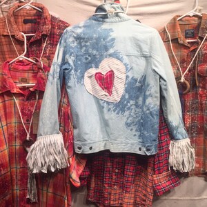 Denim Jacket / Fringe / Altered Denim / L / 100% Cotton image 9