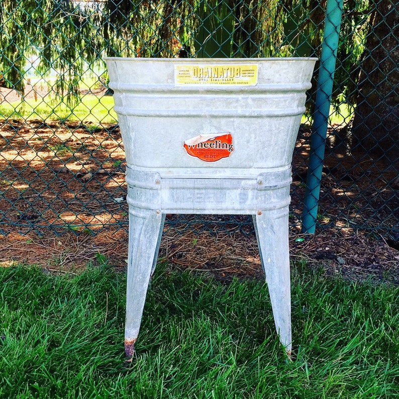 Galvanized Washtub Wash Stand