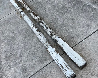 Porch Post / Pair / Wood / Architectural Salvage / Chippy White Paint / 8’