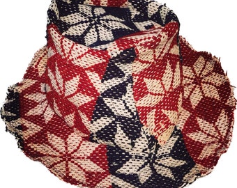 Bucket Hat / Vintage Handwoven Textile Hat / XLarge