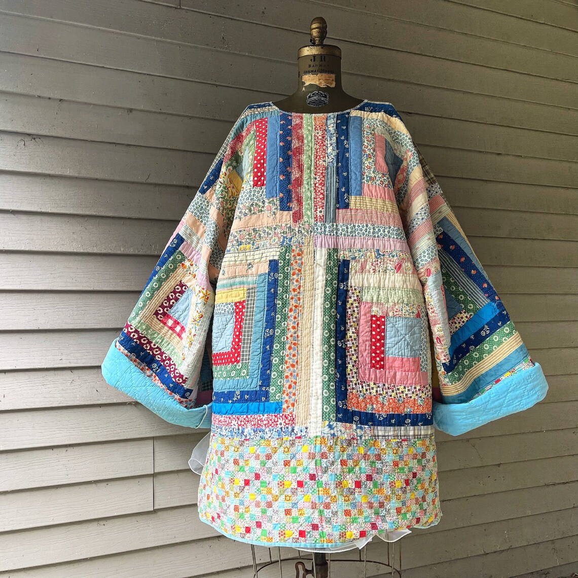 Quilted Jumper / 1930s Quilt Jumper / Kimono Sleeve / One Etsy