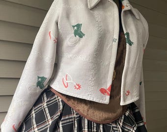Cowboy Cropped Quilt Chore Coat / Cotton / M
