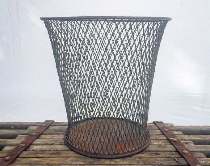 Industrial Wire Mesh Waste Basket Etsy