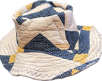 Quilt Bucket Hat / Vintage Quilt Hat / S-M