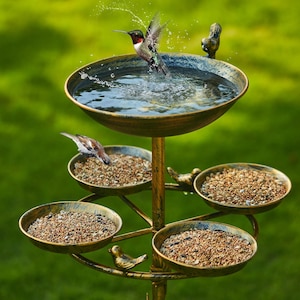 Elegant Metal Bird Bath & Feeder: Outdoor Garden Decor (43 inch)
