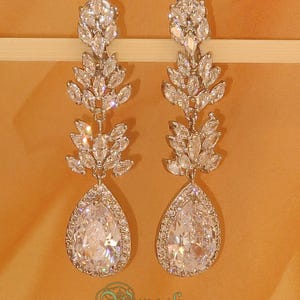 Silberne Hochzeitsohrringe, Clip on chice Kronleuchter Luxus Strass Kristall Ohrringe, Statement Braut Ohrringe ohne Loch, nicht durchbohrte Ohrringe