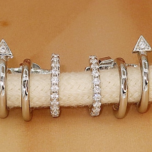 Creolen Jacke Ohrringe | Sterling Silber Zeitlose Ohrringe | Elegante schicke Schmuck | Cz Diamant Zirkonia | Moderne Ohrhänger
