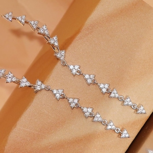Einzigartige seltene 925er Silber lange Ohr Kletterer Ohrmanschetten Ohrringe, Cz Diamant Kristall Akzente, Creolen, Tropfen baumeln Kronleuchter Ohrringe, Statement