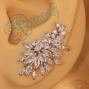 Eur Manschetten Stil Cluster Marquise Cz Zirkon Diamant Bling Silber Ohrringe, Hochzeit Ohrringe für Braut, Verlobungsfeier