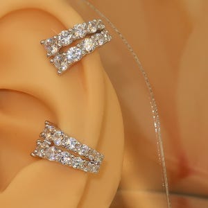 Sterling Silver CZ Ear Cuffs- Trendy Minimalist- Moissanite Fashion Ear Wrap-Elegant Earrings- Unique Ear Jewelry - Fashionable Bridal Gift