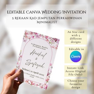 Malay Wedding Invitation Canva Template | Kad Kahwin | 5 Designs | A6 Size | Editable in Canva | Instant Download