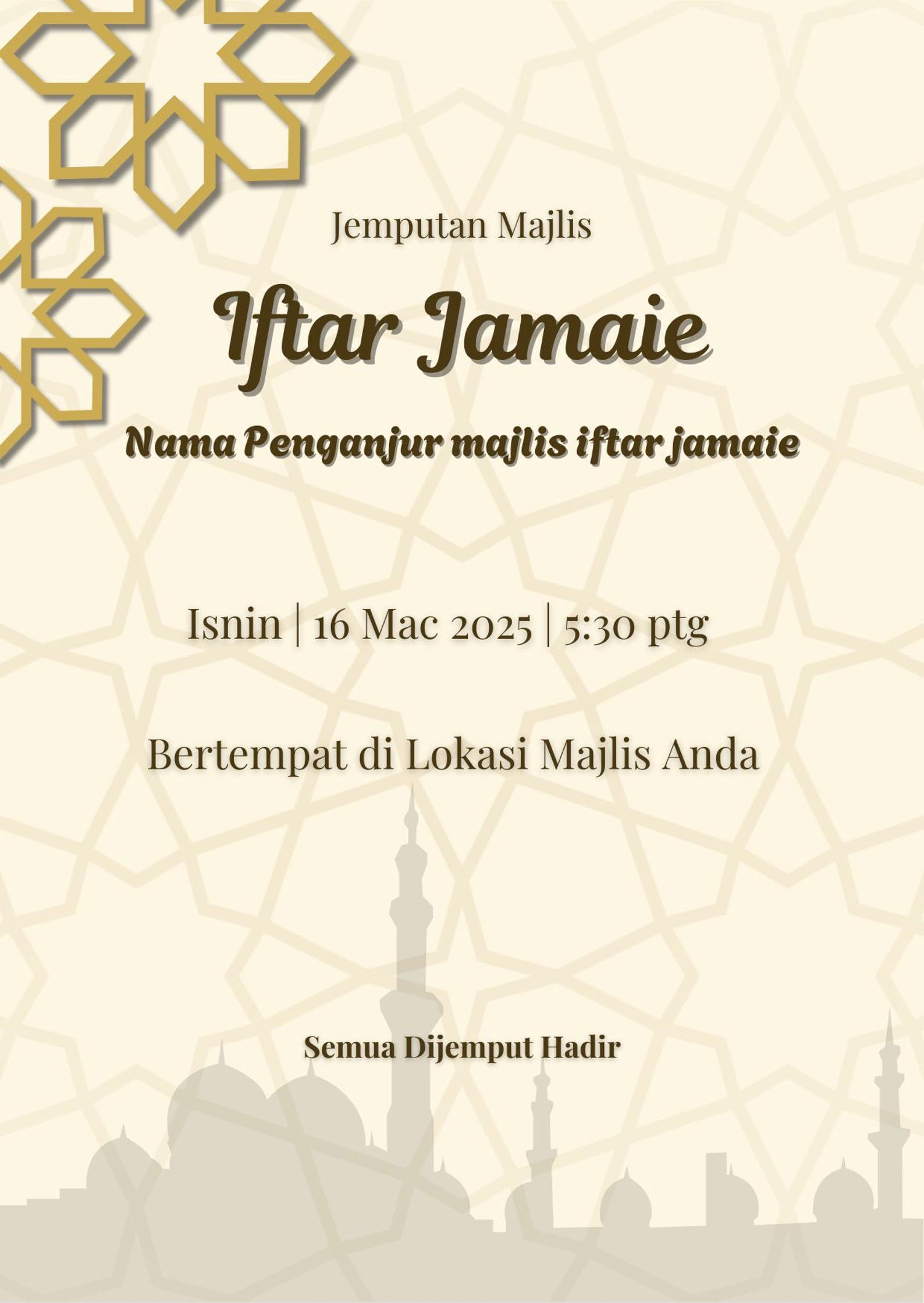 Editable Iftar Dinner Invitation | Kad Jemputan Iftar | Ramadan Party ...