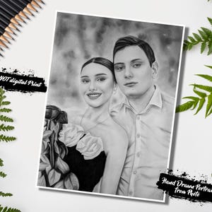 Realistic Drawing from Photo, Custom Portrait made 100% with hand, NO PRINT! Special gift for Wedding, Commissioned Portrait, painting