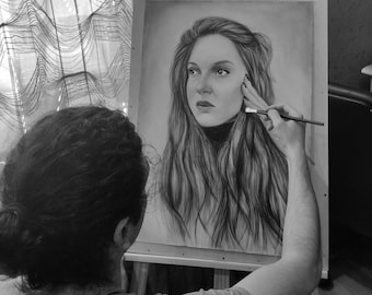 Maßgeschneidertes Portrait vom Foto, handgezeichnete Graphitkunst