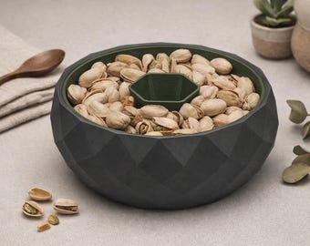 Pistachio bowl with waste compartment | Modern & practical snack bowl | Nut bowl | Party gift idea | 3D printed
