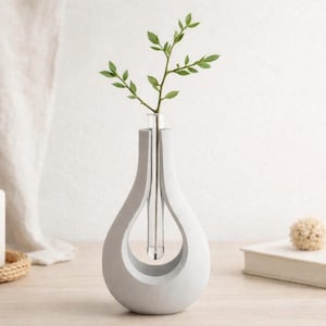 Designerski wazon ze szklanym pojemnikiem – Nowoczesna rzeźba drukowana w 3D | Dyfuzor zapachowy do pomieszczeń | Ponadczasowy dodatek do domu – Pomysł na prezent